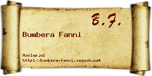Bumbera Fanni névjegykártya